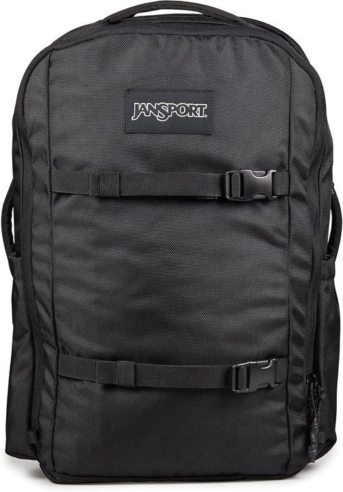 JanSport Venture Pack - Versatile Travel Backpack with Large Compartment, Compression Straps & Dual Water Bottle Pockets, Black