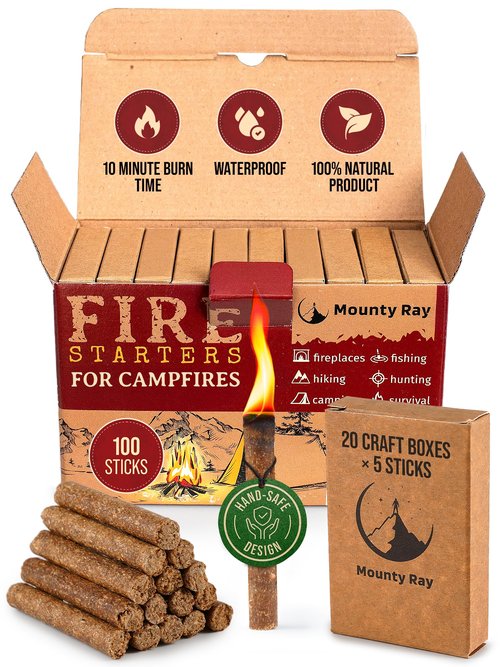 100 pcs Fire Starters for Campfires - Natural Fire Starters Sticks - Water Resistant & Odorless - All-Weather Charcoal Starter - for Indoor and Outdoor Use