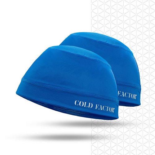 COLD FACTOR Instant Cooling Skull Cap & Helmet Liner 2 Pack-UPF 50+ Protection, Chemical-Free Evaporative Cooling Technology, Lasts Over 2 Hours, Breathable, Reflective Accents, Polyester Blend, Blue