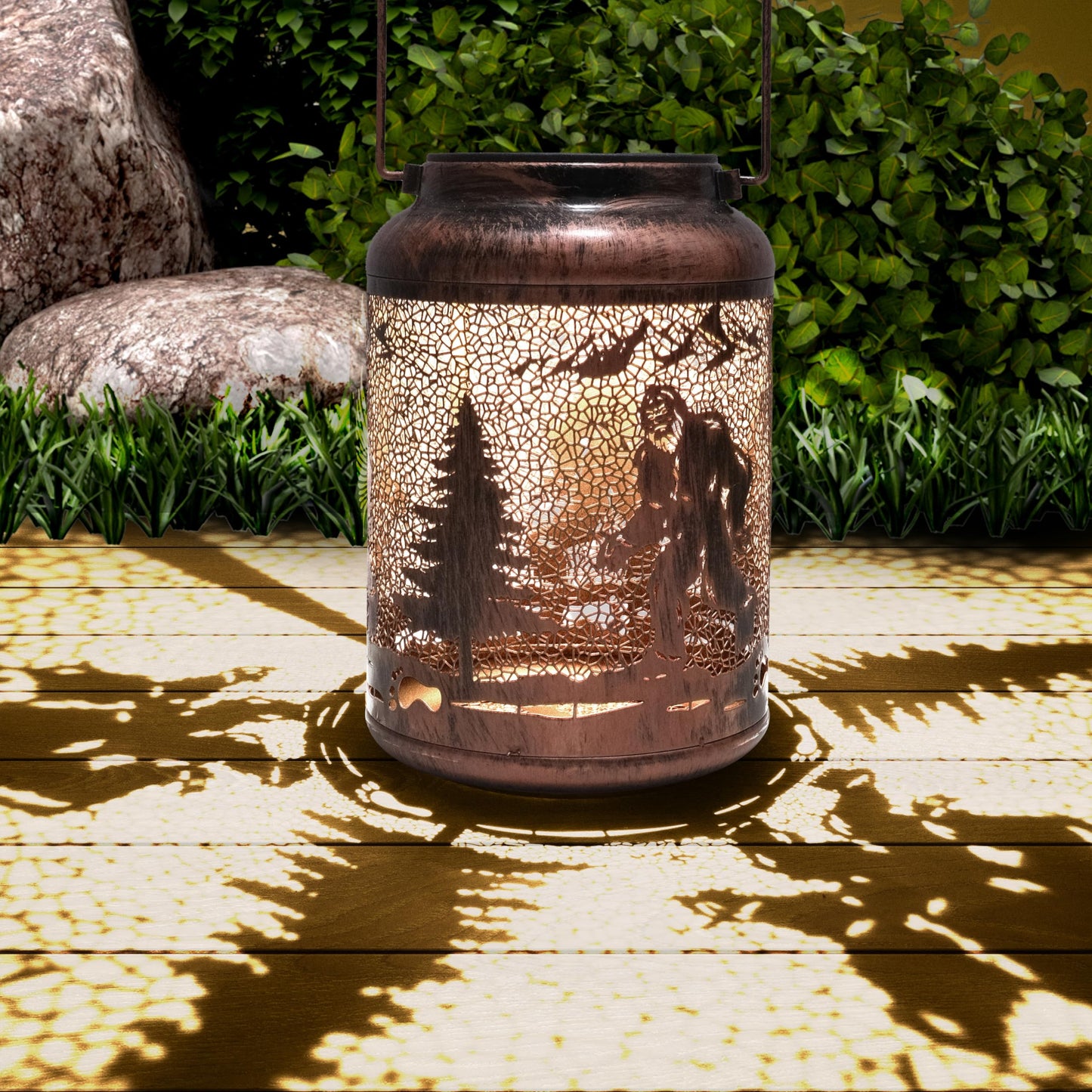 Bigfoot Solar Lanterns Outdoor Waterproof, Birthday Christmas Gifts for Women Mom Grandma, Garden Decor, Hanging Solar Lantern Decorative Lights for Yard Patio Pathway Landscape(Retro Lantern)