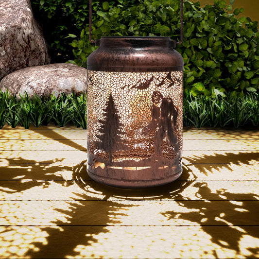 Bigfoot Solar Lanterns Outdoor Waterproof, Birthday Christmas Gifts for Women Mom Grandma, Garden Decor, Hanging Solar Lantern Decorative Lights for Yard Patio Pathway Landscape(Retro Lantern)