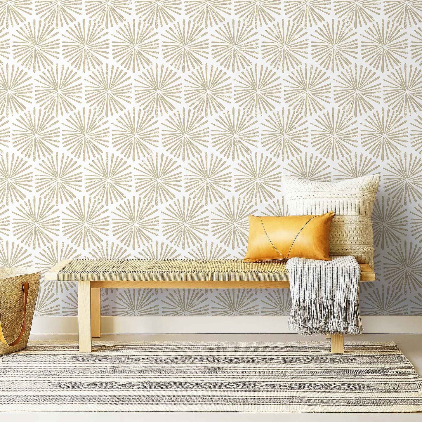 Safiyya 196"x17.3"Peel and Stick Wallpaper Boho Beige Contact Paper Peel and Stick Wall Paper Removable Wallpaper for Bedroom Covering Vinyl Rolls