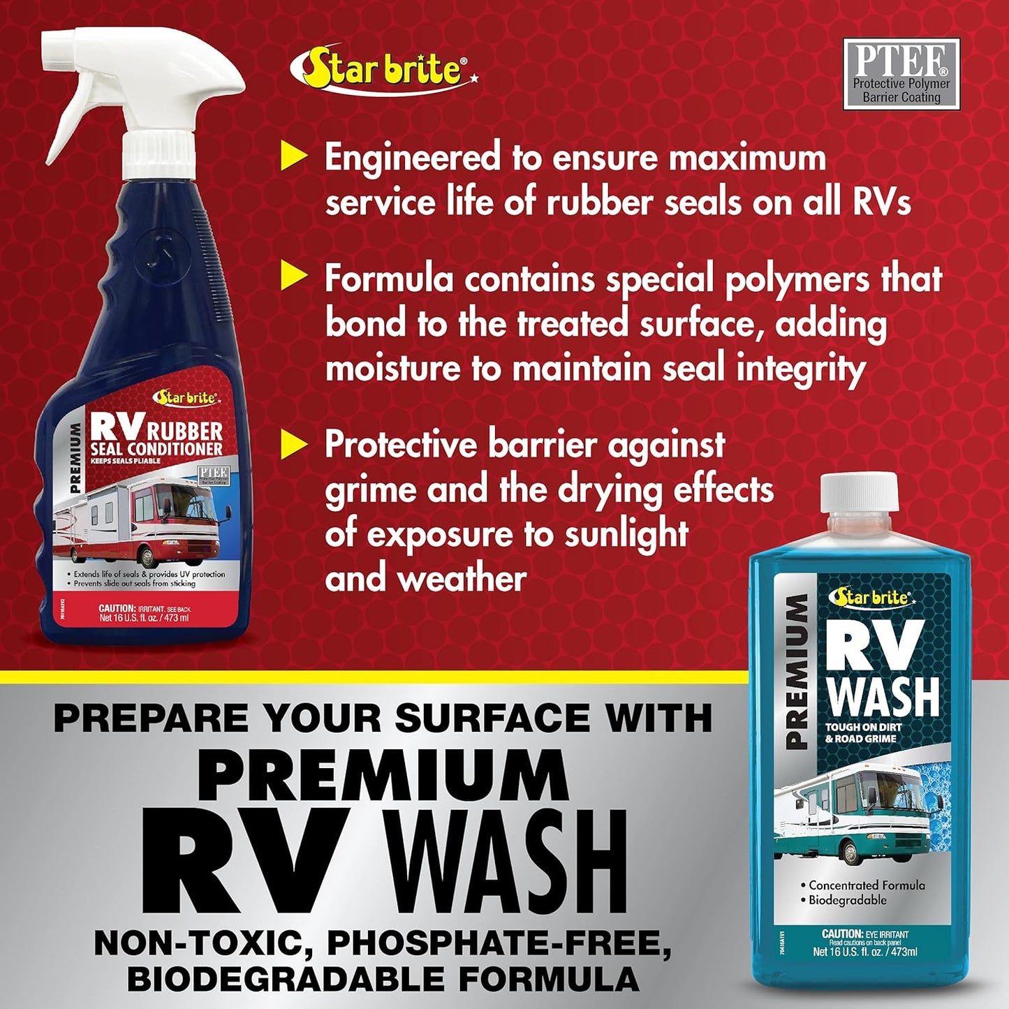STAR BRITE Premium RV Rubber Seal Conditioner - UV & Weather Resistant Protection for Rubber Seals - 16 OZ