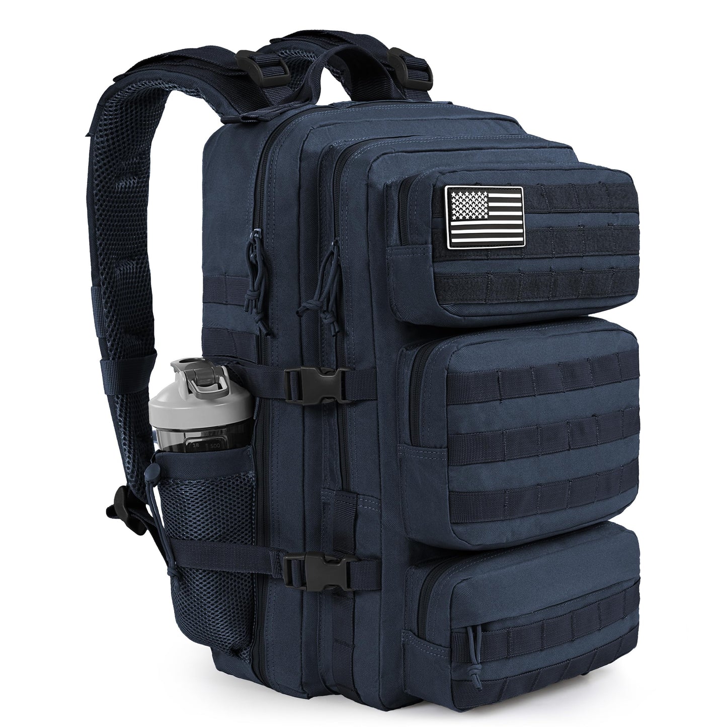 kookoomia Military Tactical Backpack 25L Day Backpack for Men Molle Army 3 Days Assault Pack Bug Out Bag Water Resistant and Heavy Duty Hiking Treeking Rucksack - Dark Blue
