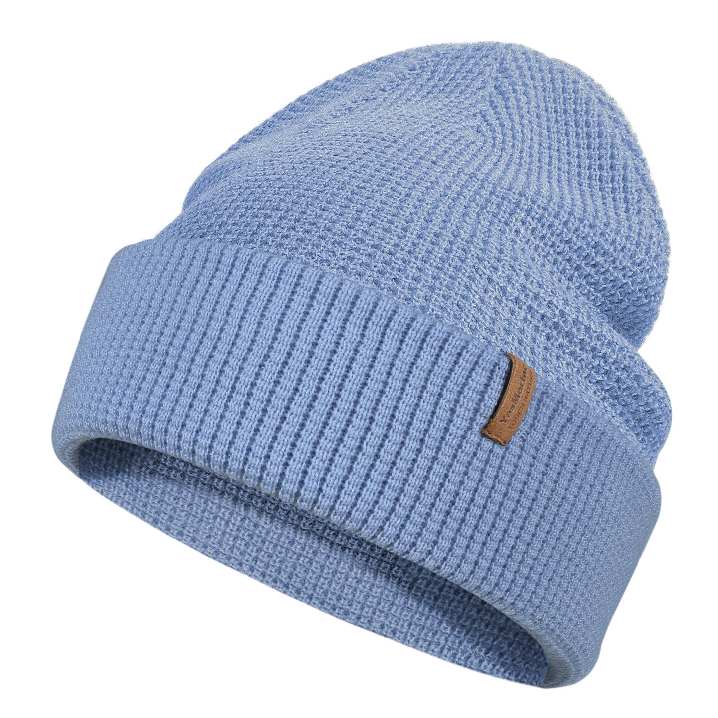 YesMerino Soft Merino Wool Blend Knit Cuffed Beanie for Men Women Winter Warm Ski Skull Caps Baby Blue
