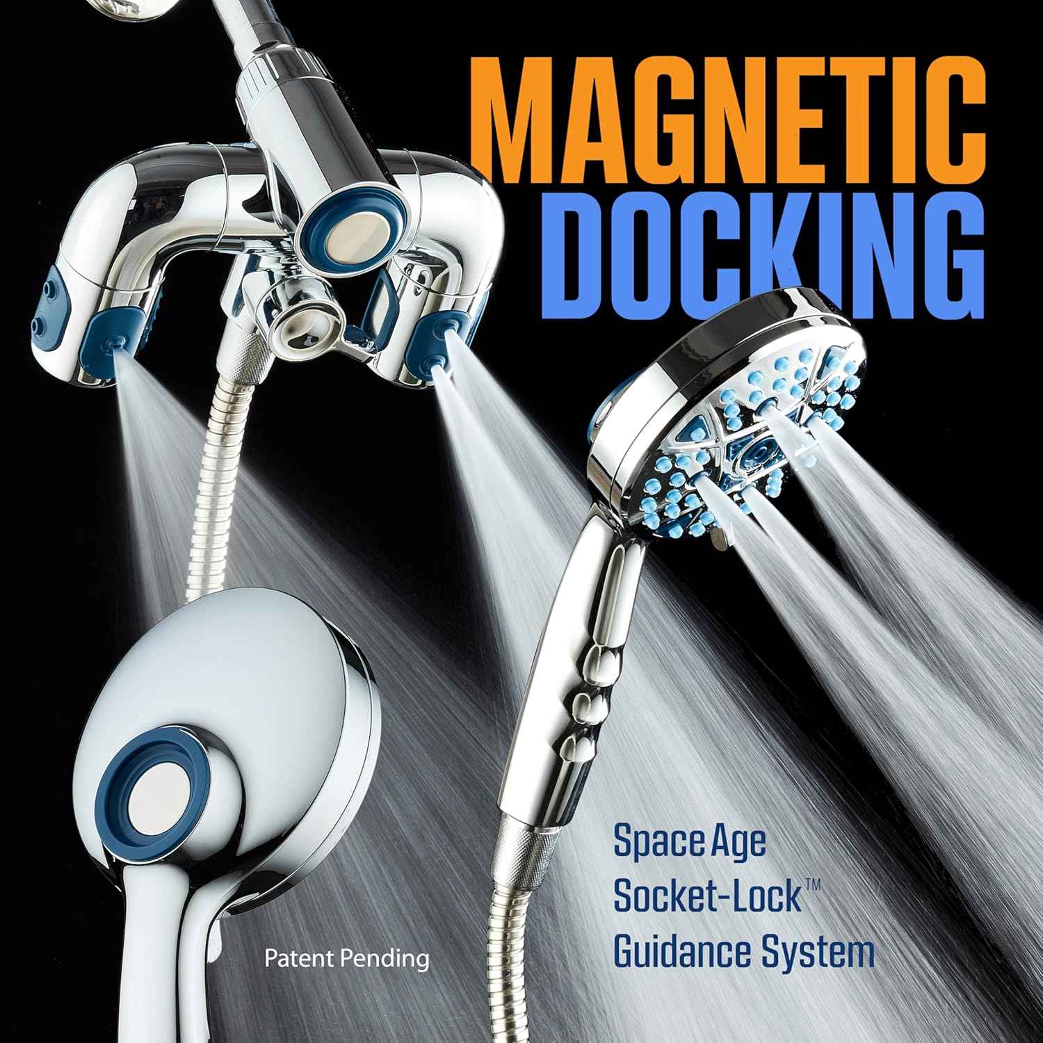 Polaris High Pressure Shower Head & Handheld Combo - 208 Settings, Magnetic Dock, Chrome Finish