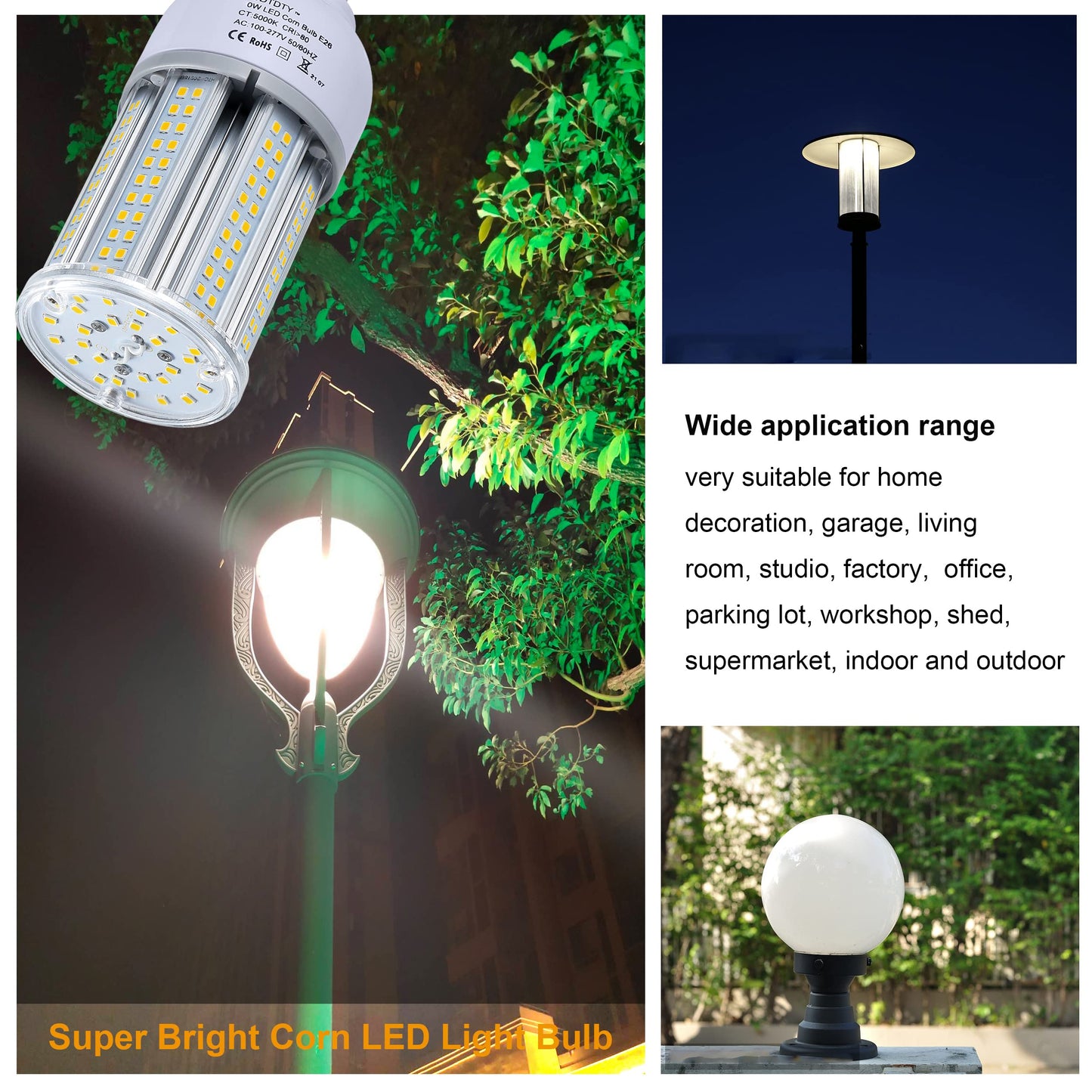 DJDTDTY 36W LED Corn Light Bulb, E26 Base with, 5000K 5000LM LED Light Bulb for Garage Warehouse Workshop Barn (36Watts)