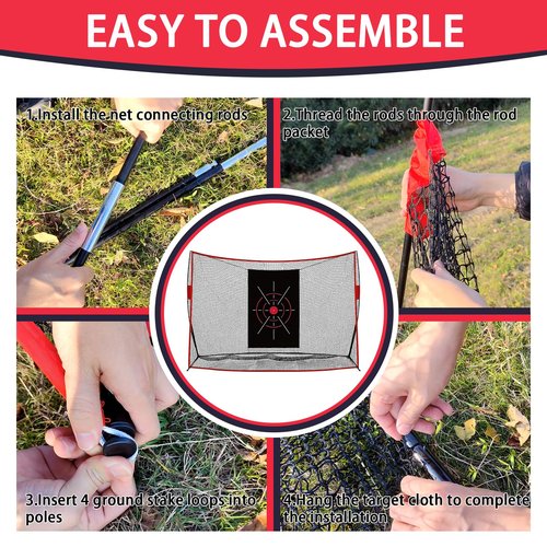PENSUN Golf Practice Hitting Net - 10x7ft Heavy Duty Golf Net with Mat, Target Cloth, 8 Tees, 10 Balls, Carry Bag for Backyard Driving, Indoor & Outdoor Training
