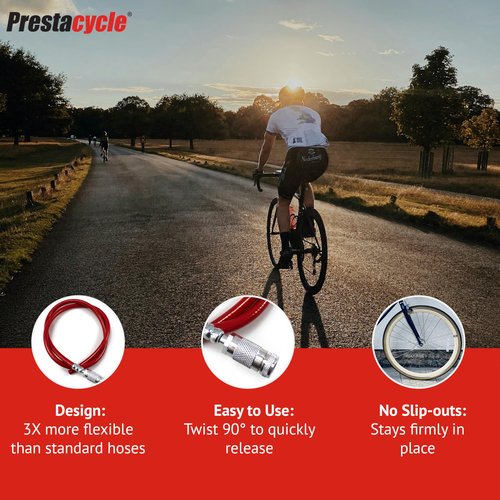 Pump Upgrade Hose - 3-Way Presta Air Hose - 36" Red