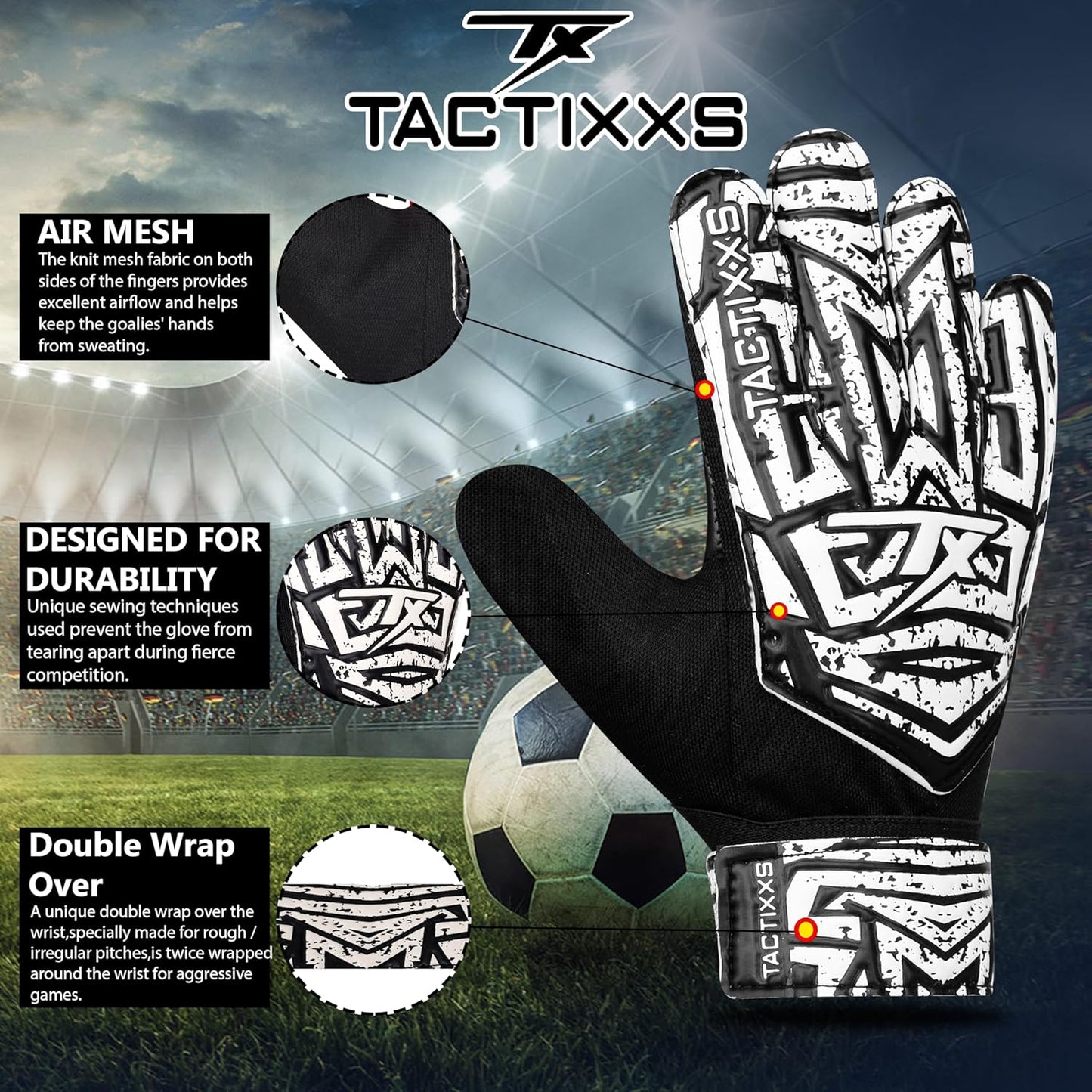Skiennix Soccer Goalkeeper Gloves - Anti-Slip 4mm Latex Palm for Kids | Funky Design & Strong Grip