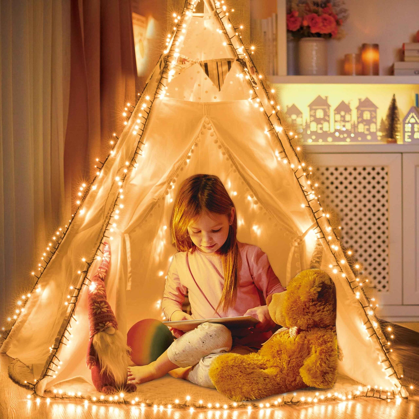 Ogrmar 49 ft 500 LED Christmas Cluster Lights 8 Modes Christmas String Lights with Timer Function & Connectable for Xmas Home Garden Wedding Party Xmas Tree Indoor Outdoor Decor (500, Warm White)