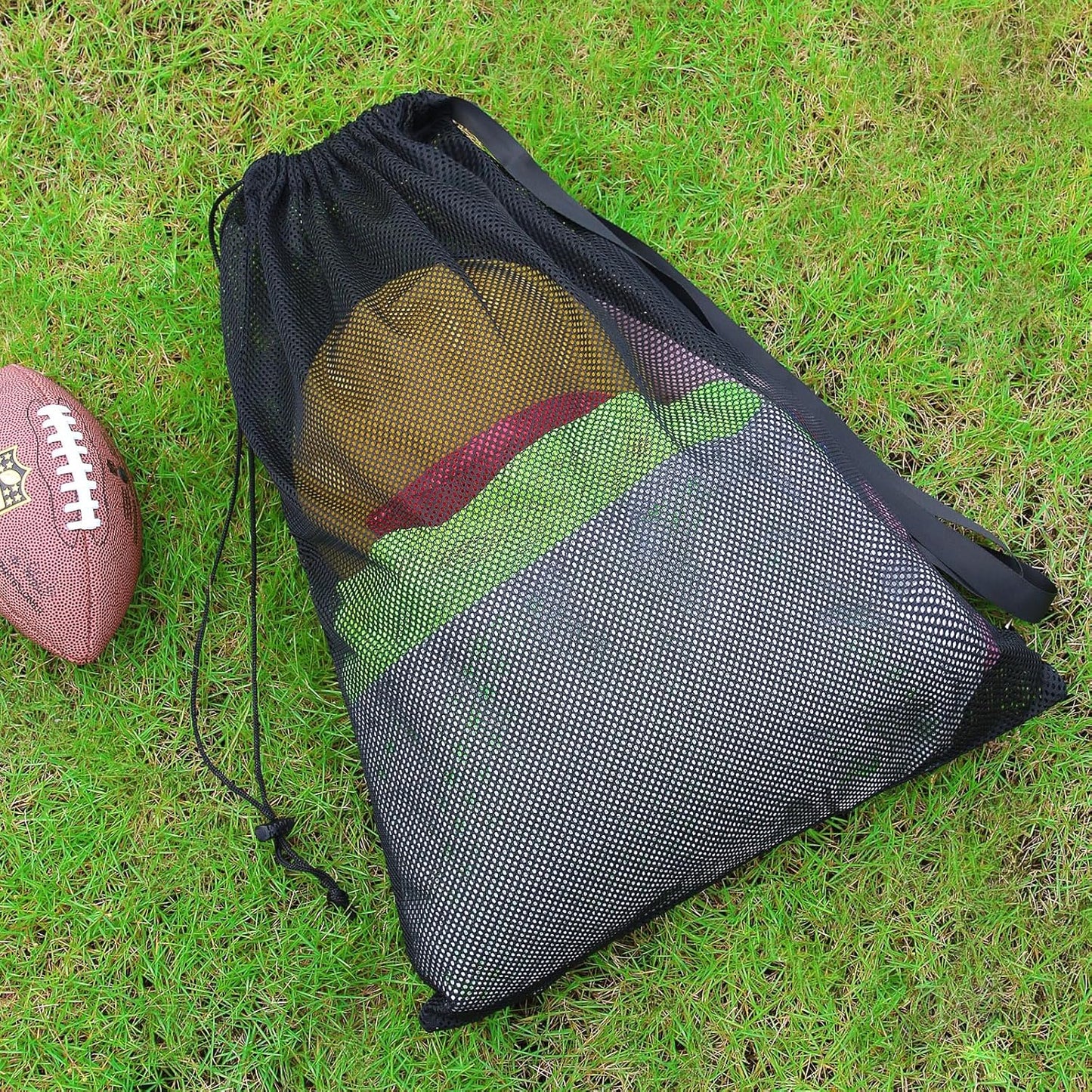 Natural Style Swim Bag - Oversized Mesh Drawstring Backpack | 2 Packs, 18" x 26" Size