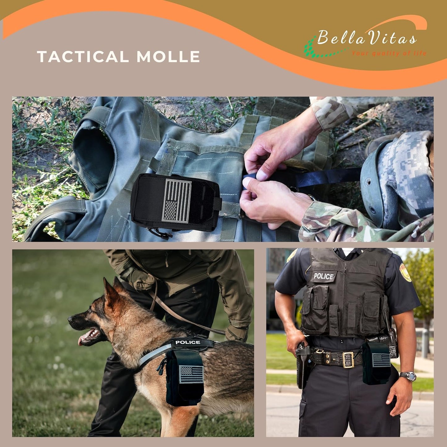 Skiennix Tactical Molle Pouch - Small EDC Utility Bag with US Flag Patch | Versatile Gadget Organizer