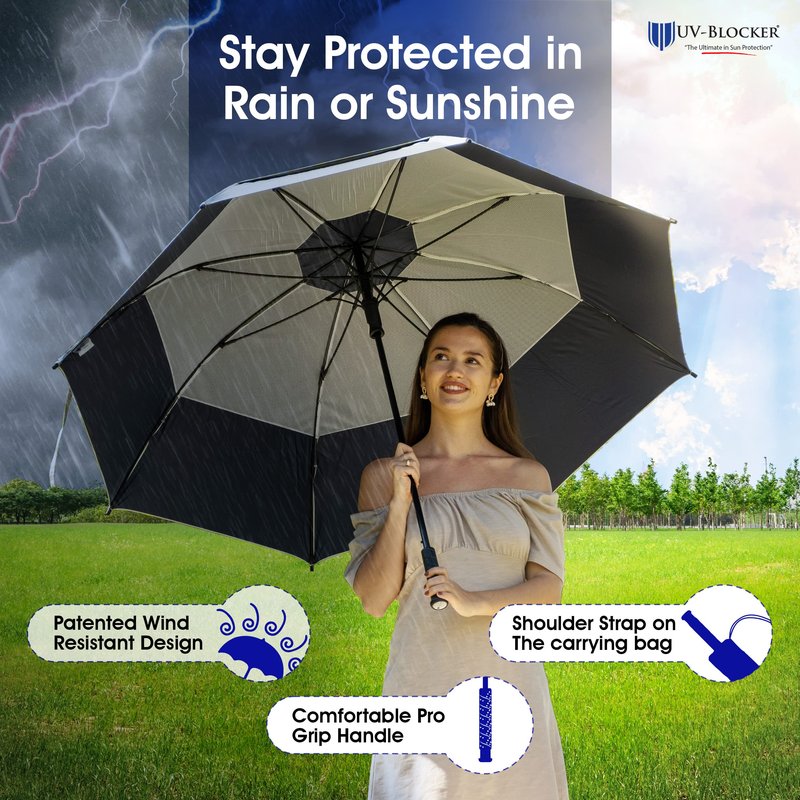 UV-Blocker UV Sun Protection Golf Umbrella - Double Canopy Vented Mesh (68")