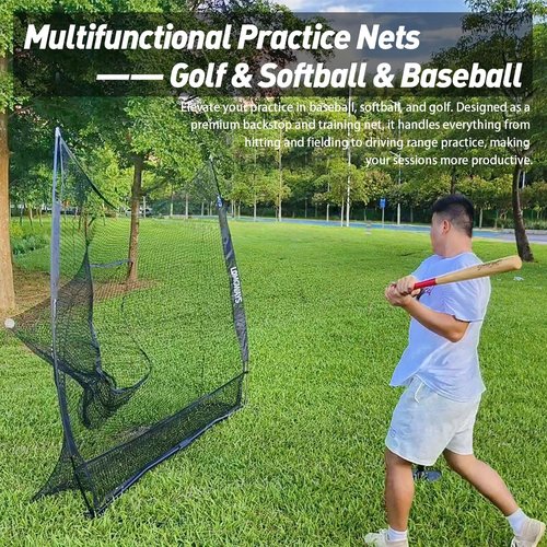 7×7FT Golf/Baseball/Softball Practice Net for Batting, Hitting, Pitching, Training, Portable Baseball Golf Net with Carry Bag, for All Levels, Easy Set up