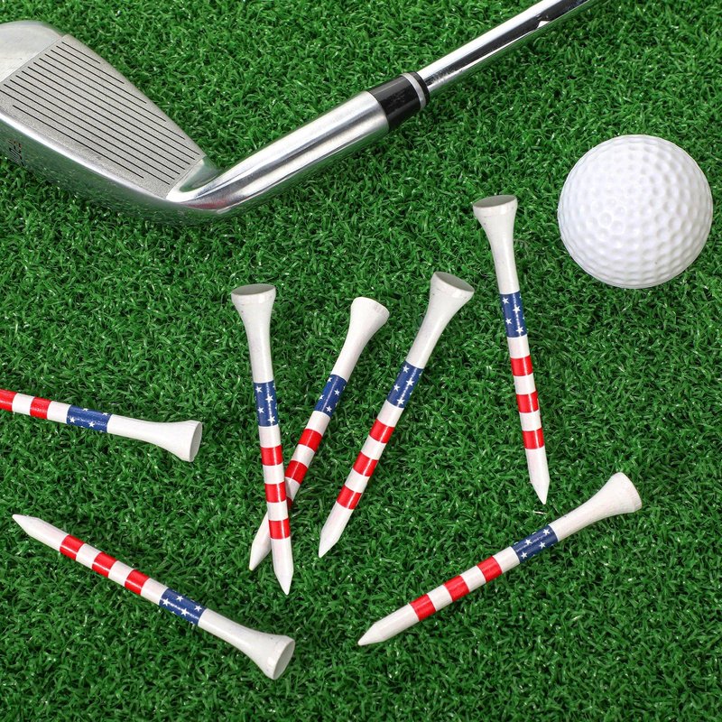 Mudder 600 Pcs 3-1/4" Golf Tees USA American Flag Golf Tees Bulk Long Bamboo Red White and Blue Patriotic Tee for Men Women(Chic)