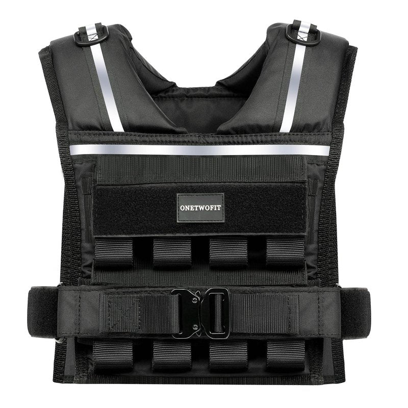 35lb/45lb Weighted Vest Men , Adjustable Rucking Vests for Walking with Reflective Stripe, 1.2" Ultra Thick Shoulder Padding Strength Training Workout Vest for Running GYM Home, Detachable Iron Weights