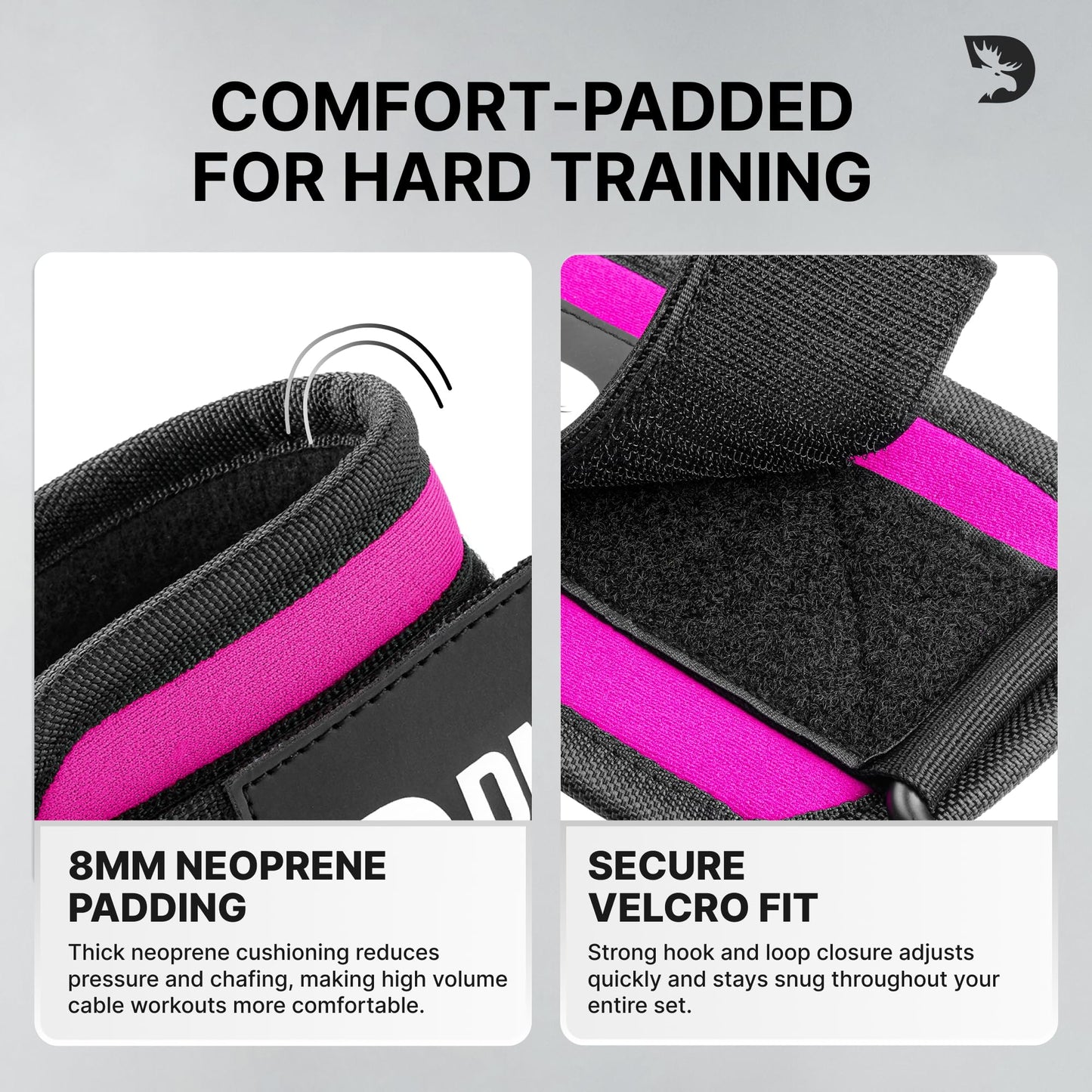 DMoose Ankle Strap for Cable Machine - One Size Fit with Premium Padding, Workout Kickback Ankle Cuffs, Ankle Bands for Working Out, Booty Workouts, Leg Extension, Hip Abductors & Lower Body Exercises