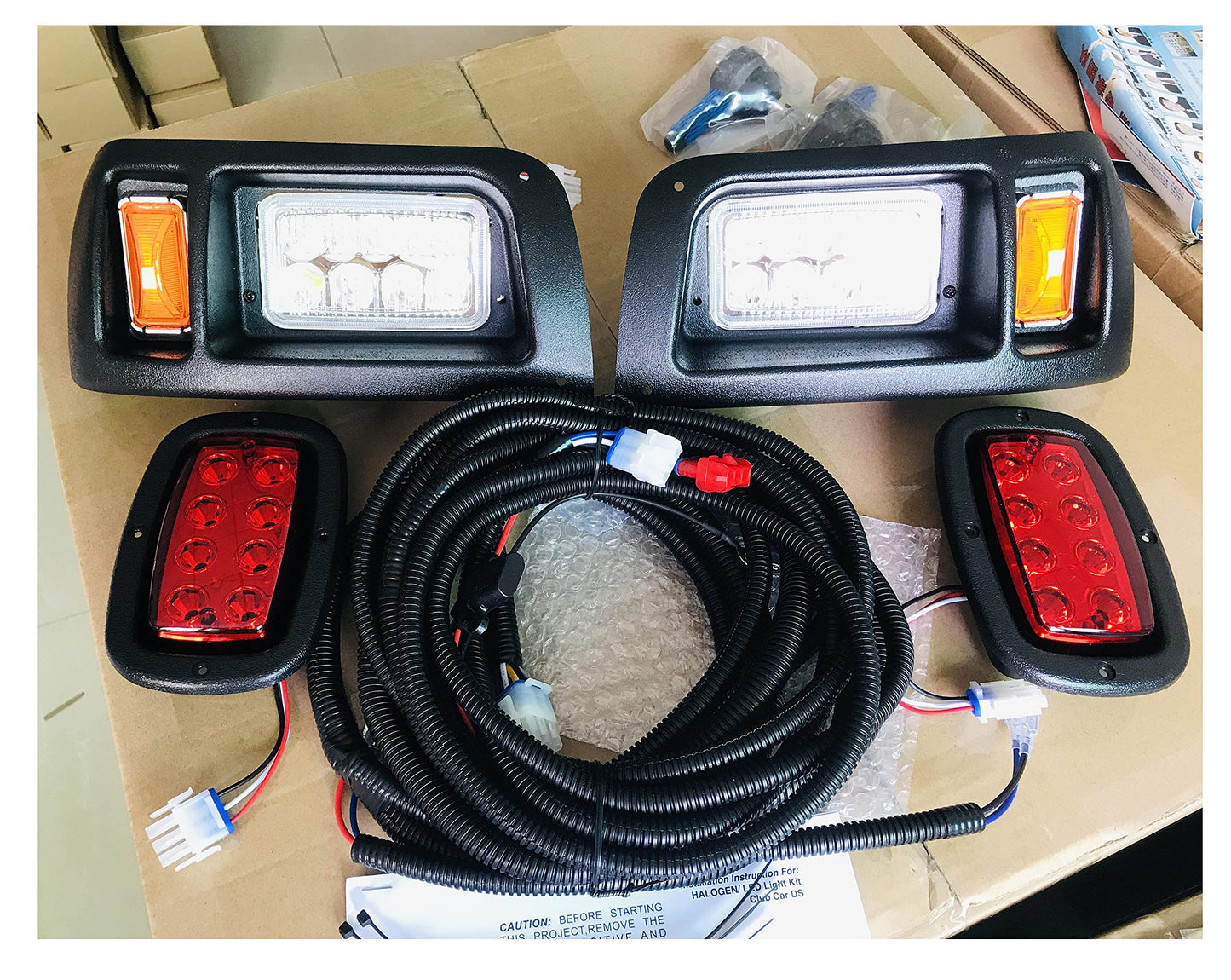 BeAcc Club Car DS LED Light Kit | LED Headlights & Tail Lights for Club Car DS Gas & Electric Golf Carts (1993 & Up) 12V