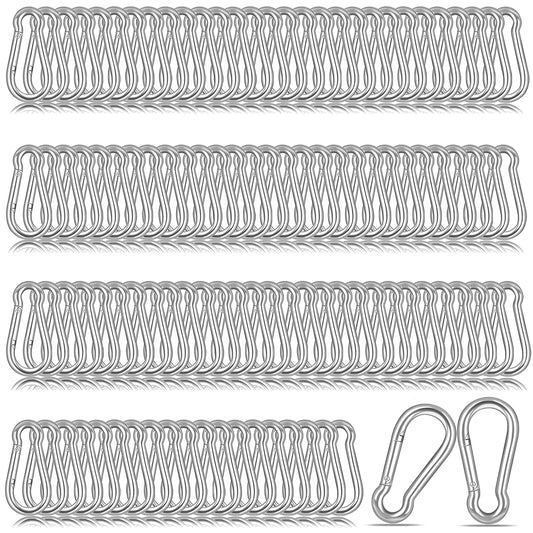 200PCS M4 Spring Snap Hook Carabiner, 1.57 Inch Small Carabiner Clip, Heavy Duty Galvanized Steel Spring Clip, Quick Link Key Chain for Swing Hammock Gym Outdoor, 120LBS Holding Capacity