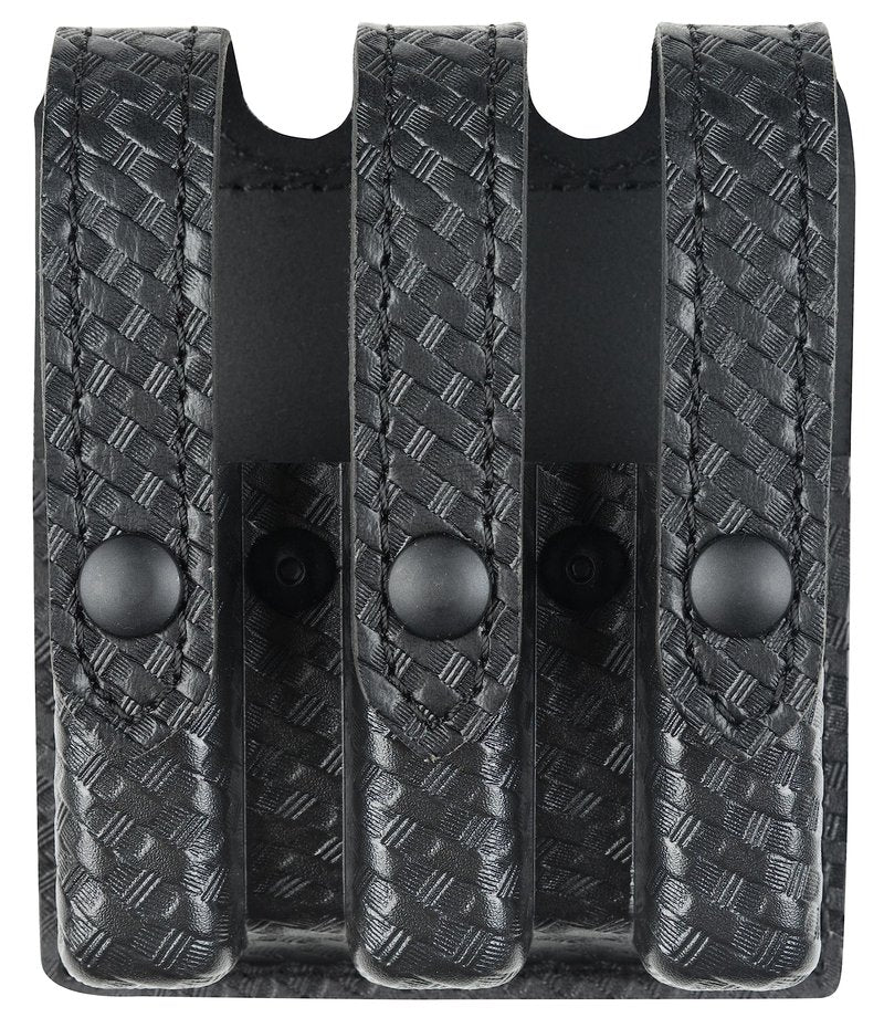 Safariland Slimline Triple Magazine Pouch, fits Glock 17, 22, 34, 35 STX Basketweave w/Black Snaps