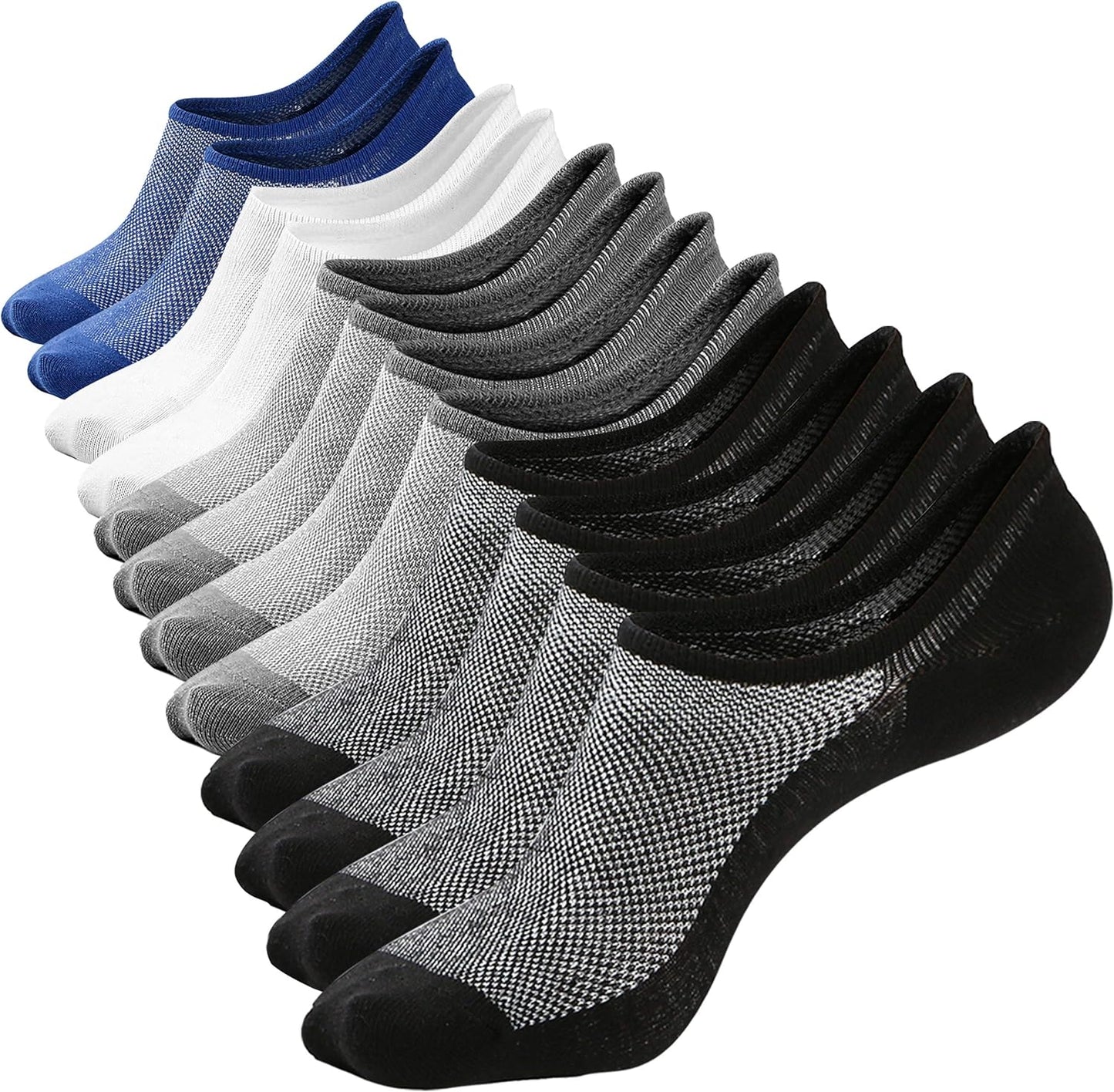 Mottee&Zconia No Show Socks - Low Cut Ankle Socks for Men | Casual Anti-Skid Cotton with Non-Slip Grips