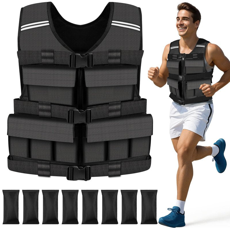 DMDG Adjustable Weighted Vest for Men Woman With Shoulder Pads 2lbs-40lbs, Weight Vest For Walking, Rucking, Cross Training, Running, Muscle Building - Breathable, Comfortable, Washable(2LB-40LB)
