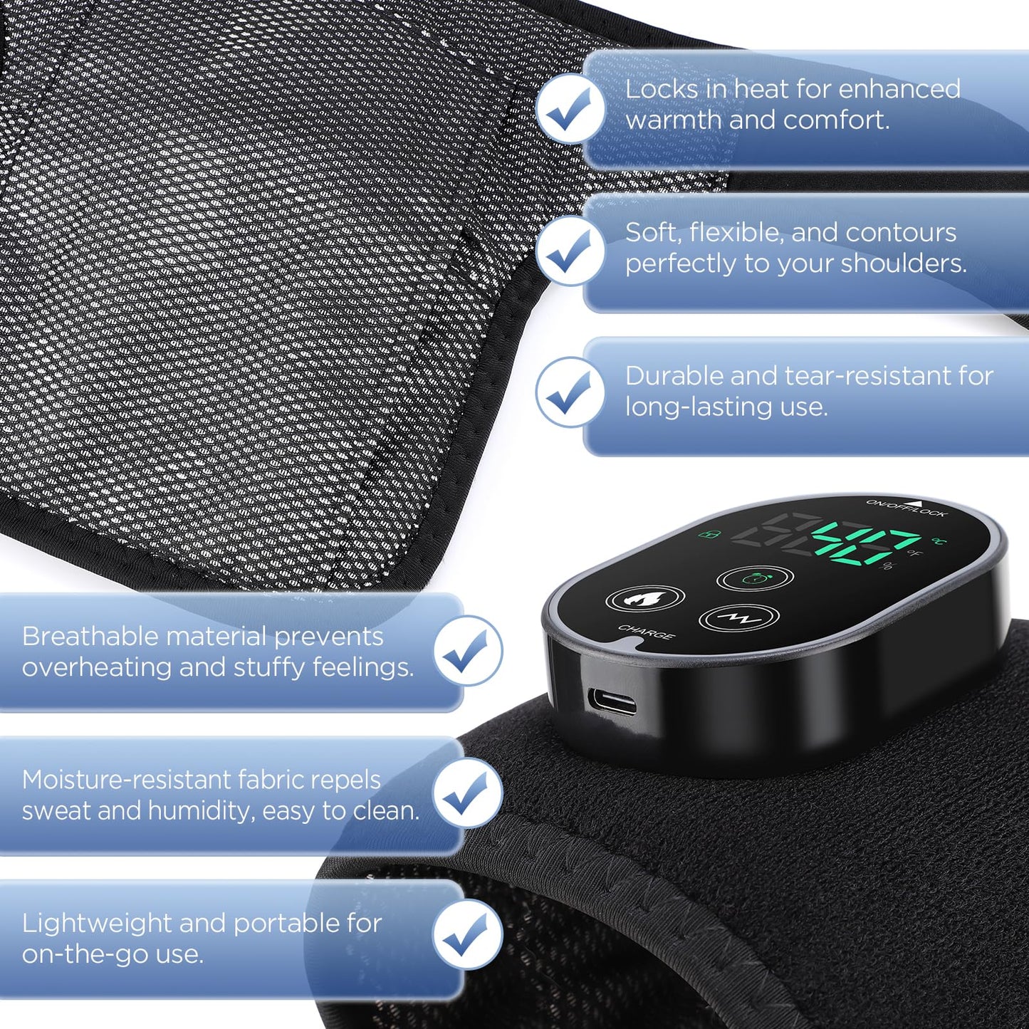 WoloyHeatie Cordless Heated Knee Massager for Pain Relief, FSA Eligible Items List, Heated Brace Wrap Pads for Shoulder Elbow Knee Massage, HSA Approved Products Only
