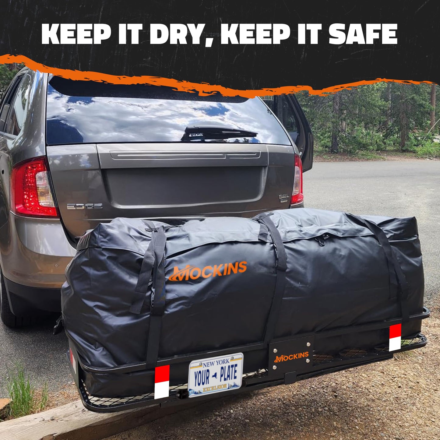 Mockins 16 CuFt Heavy Duty Trailer Hitch Cargo Carrier Bag w/Straps & Lock