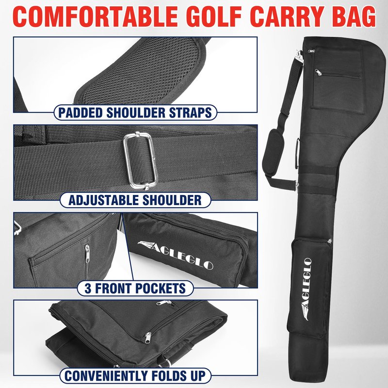EagleGlo Golf Bag, Golf Travel Bag Foldable & Adjustable, Golf Carry Bag Holds A Full Set of Clubs, Golf Bags for 8-10 Golf Clubs, Small Golf Bag Practice Bag, Carry Golf Bags for Men, Women