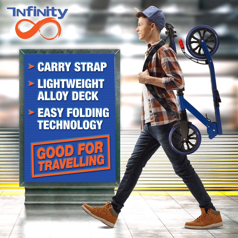 SereneLife Foldable Kick Scooter - Stand Kick Scooter for Teens & Adults with Rubber Grip at Tip, Alloy Deck, Adjustable T-Bar Handlebar Height, Smooth Gliding Wheels, Easy Maneuvering (Blue)