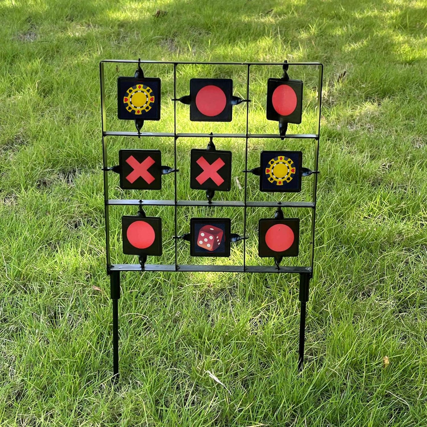 STRONCHUAN Backyard Bb Target, Metal Shooting Target, Automatic Reset, Round, Iron, Portable Design, Suitable for Home Garden, Lawn, Farm, Patio, Backyard (New Black Nine Targets)