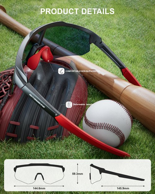 OUKEMAX Polarized Sports Sunglasses for Men Women, UV400 One-Piece Lens Sport Shades for Baseball, Running, Cycling, Fishing
