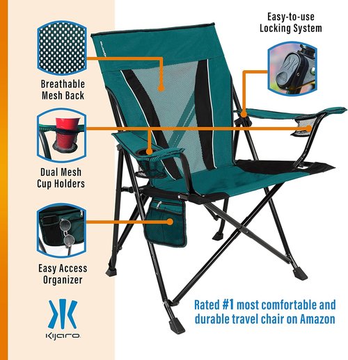 Kijaro XXL Dual Lock Camping Chair - Supports Up to 400lbs | Versatile Folding Outdoor Seat