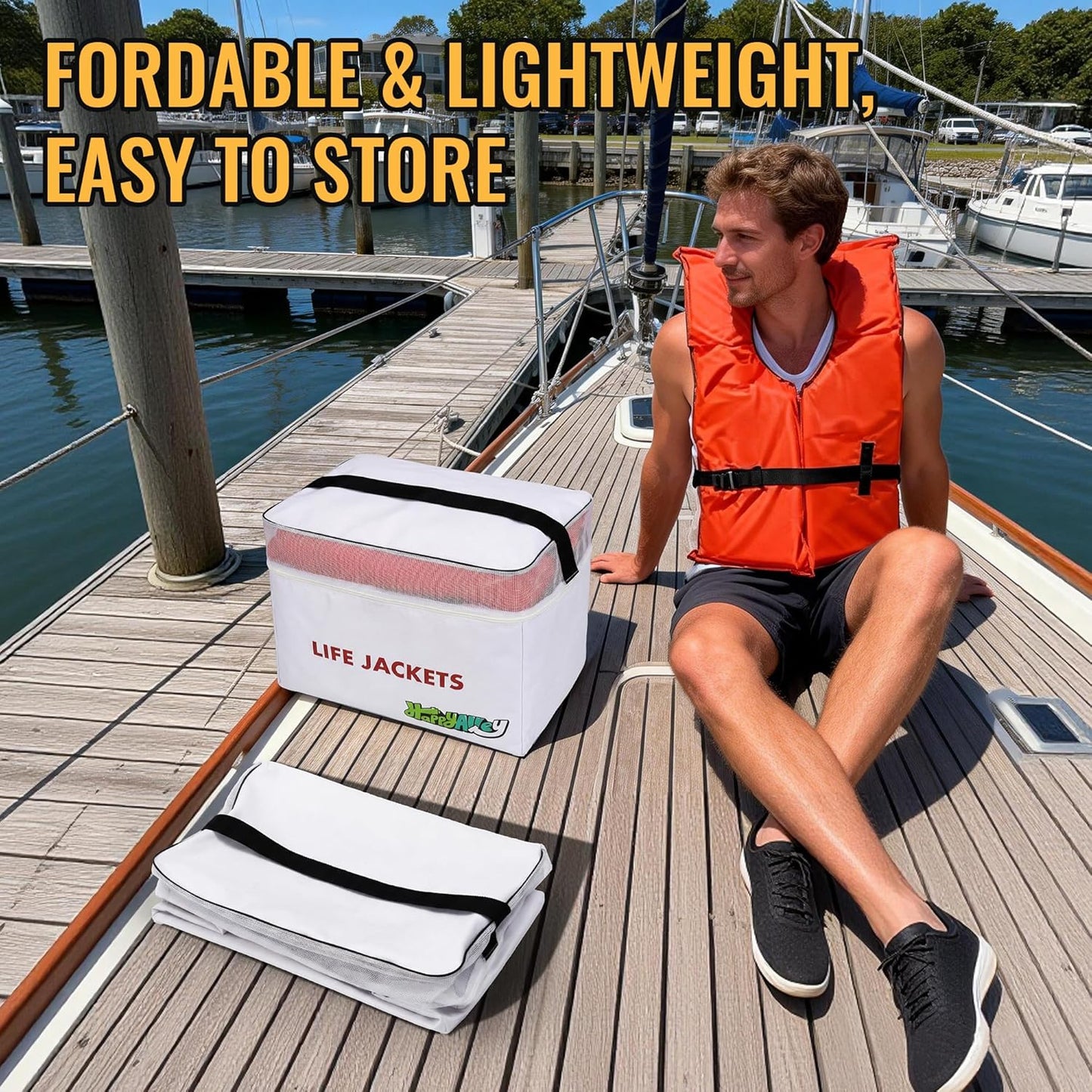 Skiennix Heavy Duty Life Vest Storage Bag - Waterproof Oxford Design, Fits 6 Type II Jackets, White