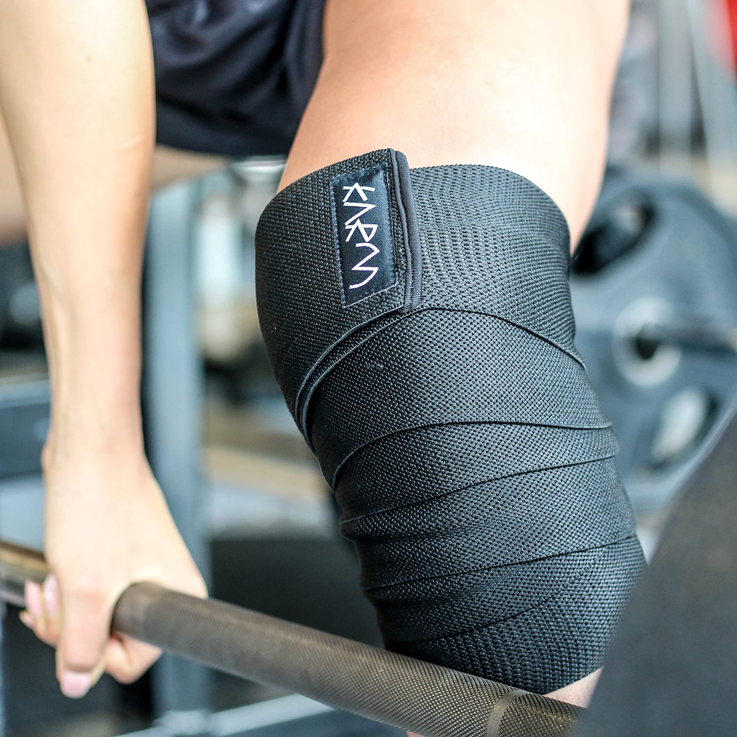 KARM Knee Wraps for Weightlifting (Pair) with Bag - Knee Wraps for Squatting – Knee Strap Bands for Crossfit, Gym, WOD, Cross Training, Pain. Powerlifting Knee Support for Women, Men (78 inches)