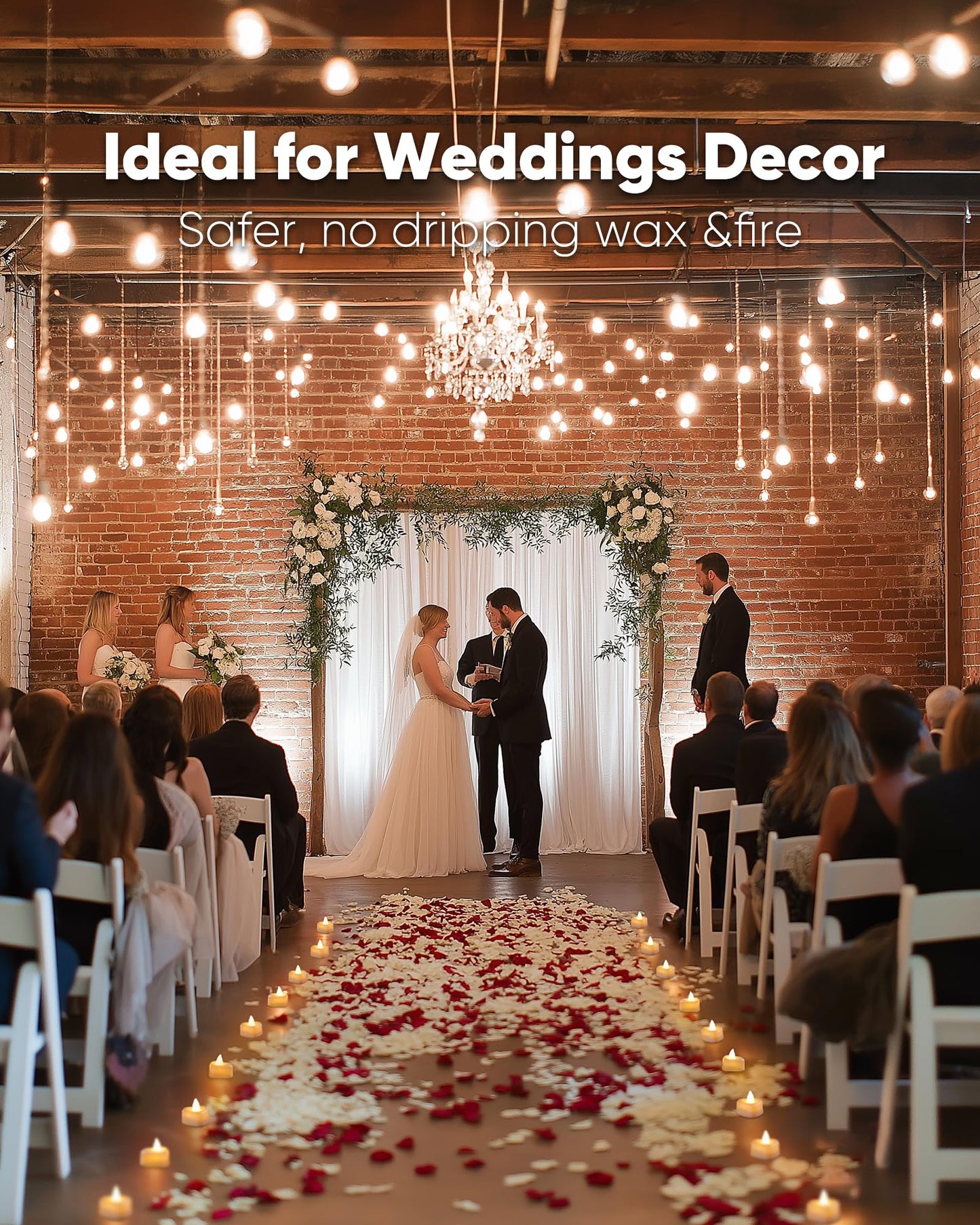 Amagic 2000 Pieces Artificial Rose Petals with 24 Heart LED Tea Lights Candles Kit, Rose Petals and Candles Set for Proposal, Anniversary, Special Romantic Night, Wedding Table Decor, Birthday