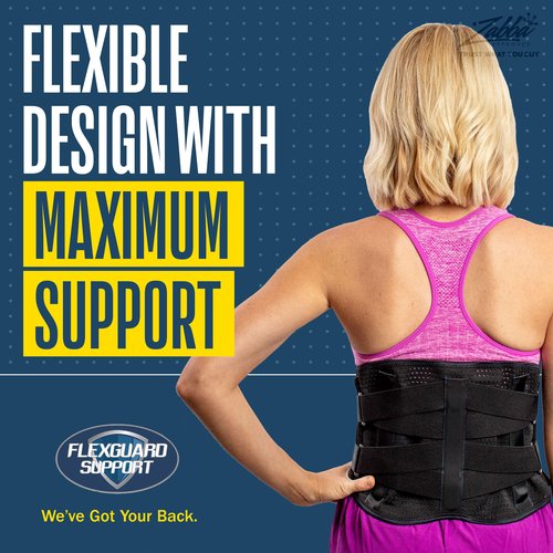 FlexGuard Support Back Brace - Back Support Belts for Men Women, Compression Lower Back Brace for Pain Relief, Strained Muscles, Breathable Lumbar Belts with Functional Pocket for Sciatica