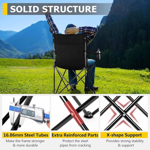 Joyfair Portable Camping Chair - Heavy Duty Folding Chair for Outdoor Activities | Includes Carry Bag & Cup Holder