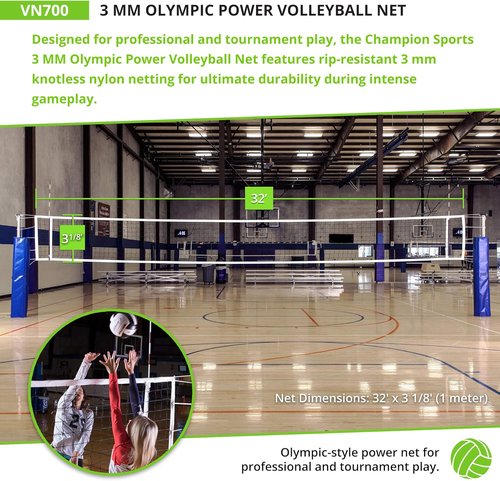 Champion Sports Official Volleyball Net Set - Durable Design | Multiple Styles Available