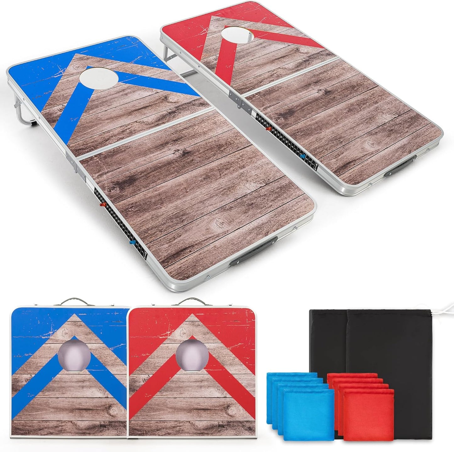 Ropoda Cornhole Board Set - Regulation Size 4x2/3x2 FT | Lightweight Aluminum Edging for Outdoor Fun