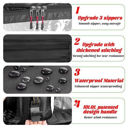 10L0L 2 Passenger Golf Cart Enclosure for EZGO TXT- (Roof up to 58"),Mosquito-Proof,Rain Cover,Waterproof 600D Material,Side Mirror Opening, Transparent Tail Light Panel,Foldable Door, Clear Windows