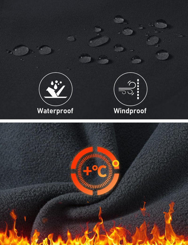 MoFiz Kids Winter Fleece Hiking Insulated Snowboard Pants Kids Girls Waterproof Snow Ski Pants Black 18-20