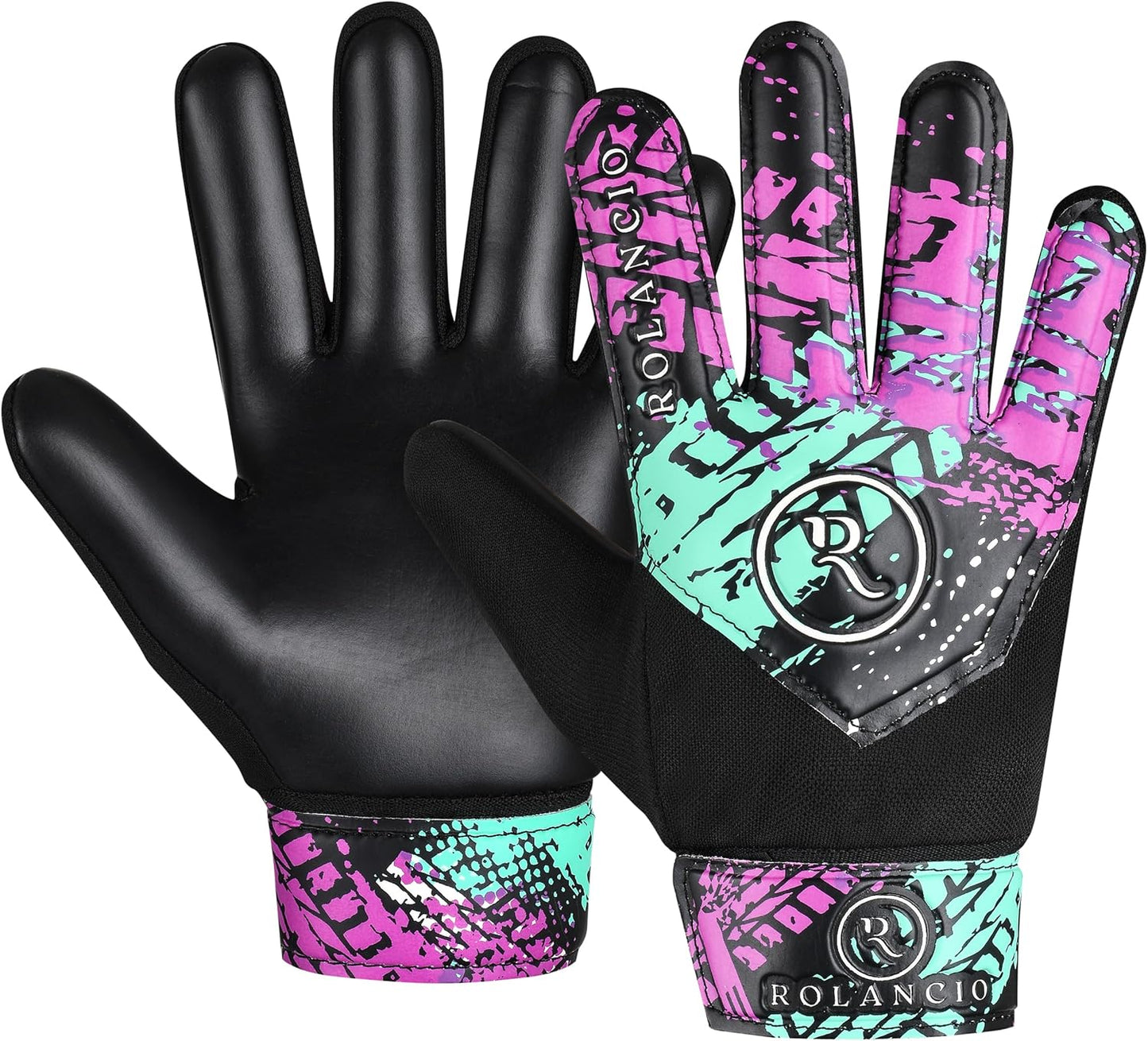 Rolanicio Goalie Gloves - Kids Soccer Gloves with Dual Wrist Protection | Breathable Non-Slip Latex