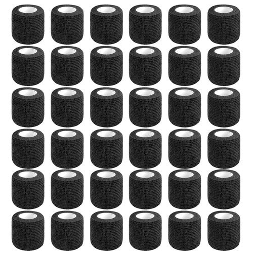 Lusy DM 36 PCS Self Adhesive Bandage Wrap 2" X 5 Yards Elastic Cohesive Bandage Wrap Bandage Wrap Rolls Elastic Self-Adherent Tape for Stretch Athletic, Sports, Wrist, Ankle (Black)