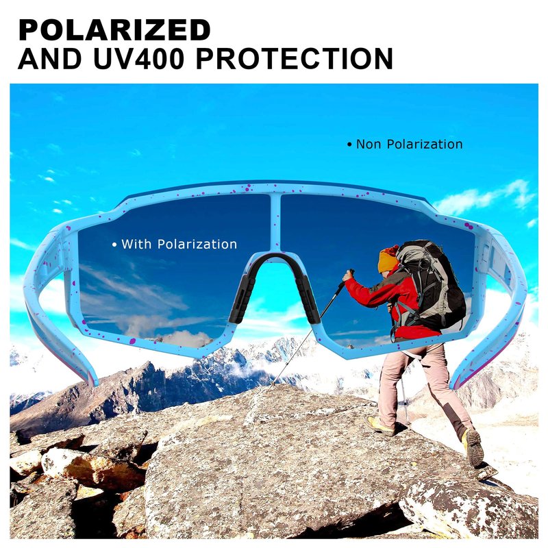 BOLLFO 2Pack Youth Polarized Sports Sunglasses, UV400 Protection Cycling Sun Glasses for Men Women Youth Cycling Fishing Driving
