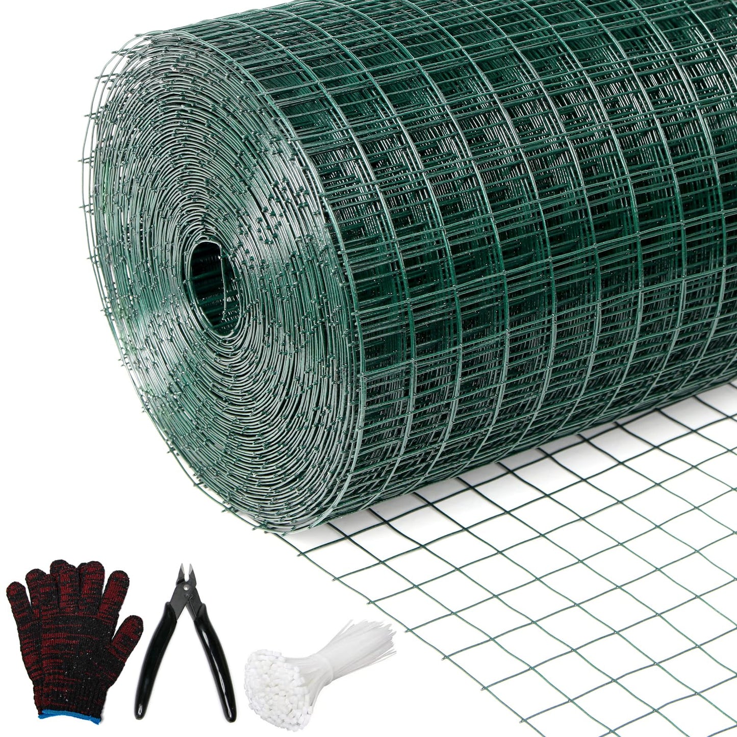 Wirewonders Hardware Cloth 1/2inx 36in x 100ft Chicken Wire, Green Garden Fence, PVC Coated Metal Welded Wire Mesh for Preventing Snakes, Raccoons, Foxes, Poultry Netting