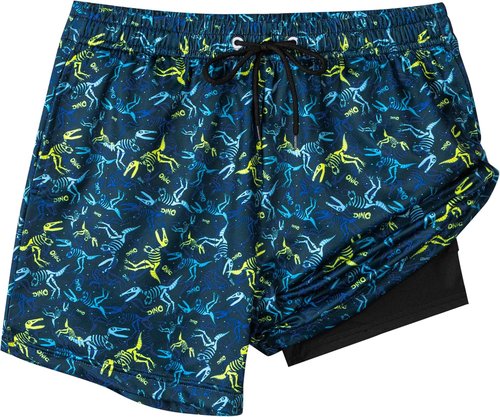 FT FENTENG Boys Swim Trunks - Quick-Dry 2-in-1 Stretch Swim Shorts with Compression Liner | Sizes 4-17 Y