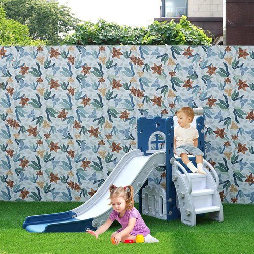 LulliSpace 6-in-1 Toddler Slide - Indoor/Outdoor Climber with Storage, Telescope & Basketball Hoop - Blue