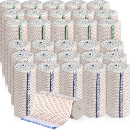 30 Pcs Elastic Bandage Wrap Compression Bandage Wrap with Self Closure on Both Ends Washable Reusable Athletic Stretchable Wraps for Sports Legs Knees Ankles Wrists Injuries(4 Inch, 6 Inch in Width)